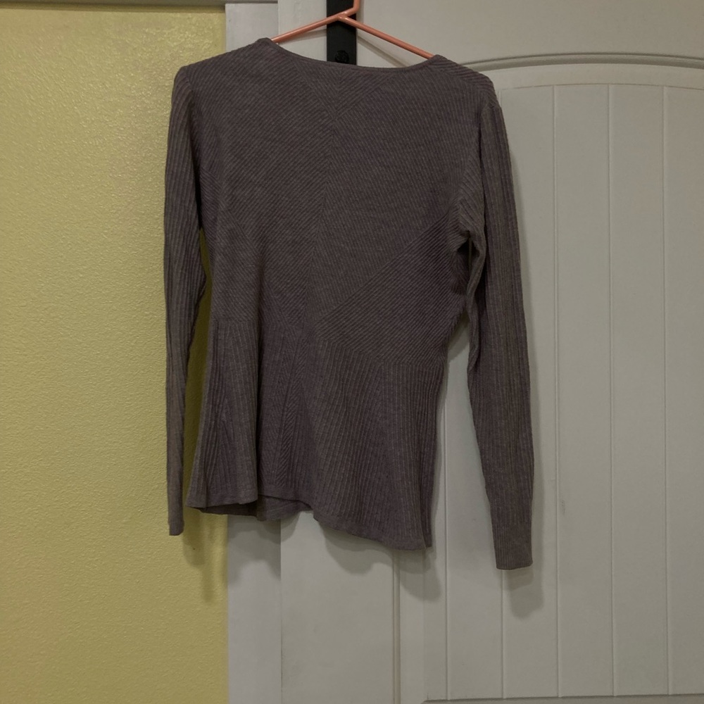 Milano Gray Fitted Long Sleeve Top in dusty plum